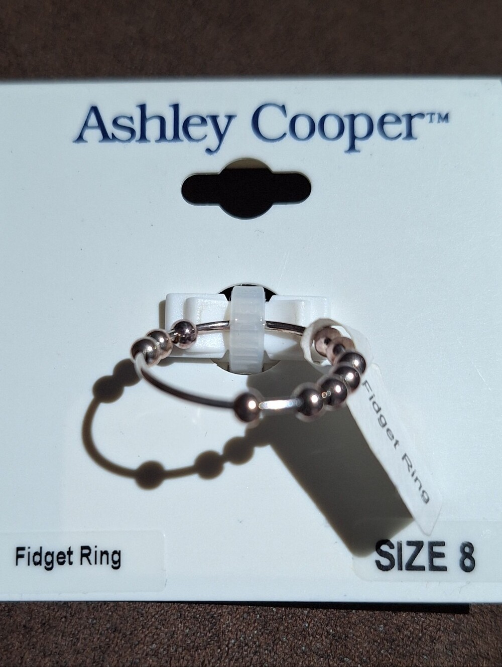 Ashley Cooper Silver Beaded Spinner Ring Size 8